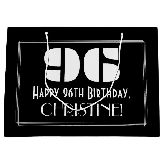 96e verjaardag ~ Art Deco Geïnspireerde look "96"  Groot Cadeauzakje (Voorkant)