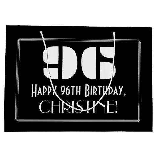 96e verjaardag ~ Art Deco Geïnspireerde look "96"  Groot Cadeauzakje (Achterkant)