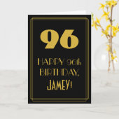 96e verjaardag ~ Art Deco geïnspireerde look "96"  Kaart (Gele Bloem)
