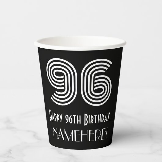 96e verjaardag — Art Deco Geïnspireerde look "96"  Papieren Bekers (Voorkant)