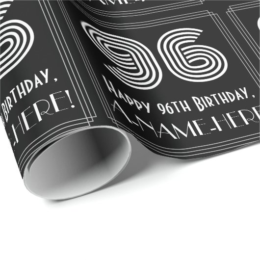 96e verjaardag: Art Deco geïnspireerde look "96" w Cadeaupapier (Rol Hoek)