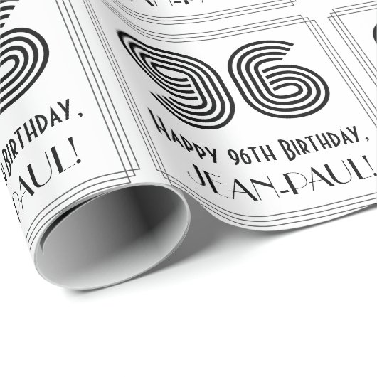 96e verjaardag: Art Deco geïnspireerde stijl "96"  Cadeaupapier (Rol Hoek)