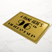 96e verjaardag — Art Deco look "96" + naam Folie Uitnodiging (Gedraaid)