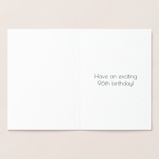 96e verjaardag ~ Art Deco stijl "96" & aangepaste Folie Kaarten (Binnen)