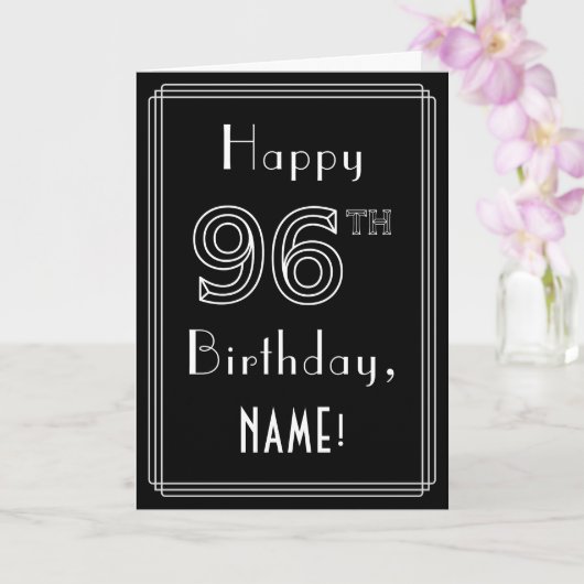 96e verjaardag: Art Deco Style # 96 en aangepaste Kaart (Orchidee)