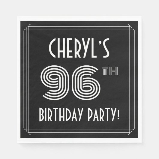 96e verjaardag: Art Deco Style + aangepaste naam Servet (Voorkant)