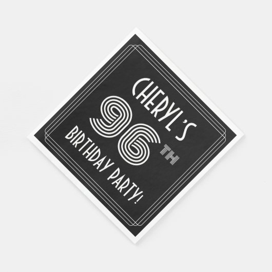 96e verjaardag: Art Deco Style + aangepaste naam Servet (Hoek)