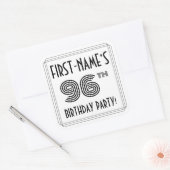 96e verjaardag: Art Deco Style + aangepaste naam Vierkante Sticker (Envelop)