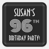 96e verjaardag: Art Deco Style en aangepaste naam Vierkante Sticker (Voorkant)