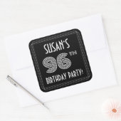 96e verjaardag: Art Deco Style en aangepaste naam Vierkante Sticker (Envelop)