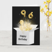 96e verjaardag ballonnen in witte doos kaart (Gele Bloem)