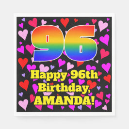 96e verjaardag: Beeldende harten Patroon, Regenboo Servet