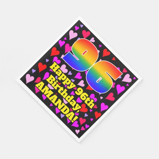 96e verjaardag: Beeldende harten Patroon, Regenboo Servet (Hoek)