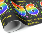 96e verjaardag: Colorful Music Symbols, Rainbow 96 Cadeaupapier (Rol Hoek)
