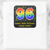 96e verjaardag: Colorful Music Symbols, Rainbow 96 Vierkante Sticker (Tas)