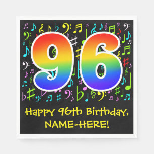 96e verjaardag - Colorful Music Symbols, Rainbow 9 Servet