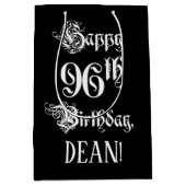 96e verjaardag: Fancy, elegant script + aangepaste Medium Cadeauzakje (Voorkant)