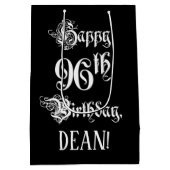 96e verjaardag: Fancy, elegant script + aangepaste Medium Cadeauzakje (Achterkant)