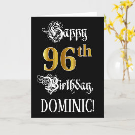 96e verjaardag — Fancy script; Faux Gold Kijk; naa Kaart