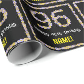 96e verjaardag: Floral Flowers Number, Custom Name Cadeaupapier (Rol Hoek)