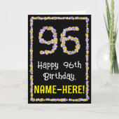 96e verjaardag: Floral Flowers Number, Custom Name Kaart (Voorkant)