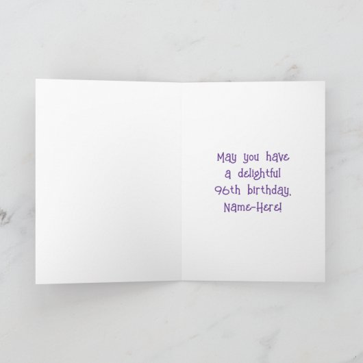 96e verjaardag: Floral Flowers Number, Custom Name Kaart (Binnen)