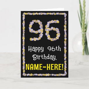 96e verjaardag: Floral Flowers Number, Custom Name Kaart