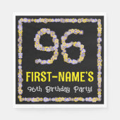 96e verjaardag: Floral Flowers Number, Custom Name Servet (Voorkant)