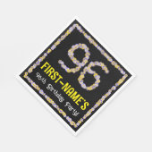 96e verjaardag: Floral Flowers Number, Custom Name Servet (Hoek)