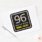 96e verjaardag: Floral Flowers Number, Custom Name Vierkante Sticker (Envelop)