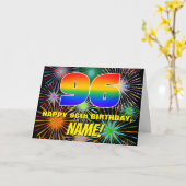 96e verjaardag: Fun, kleurrijk gevuurwerk Kaart (Gele Bloem)
