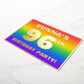 96e verjaardag: Fun, kleurrijk regenboogpatroon Folie Uitnodiging (Gedraaid)