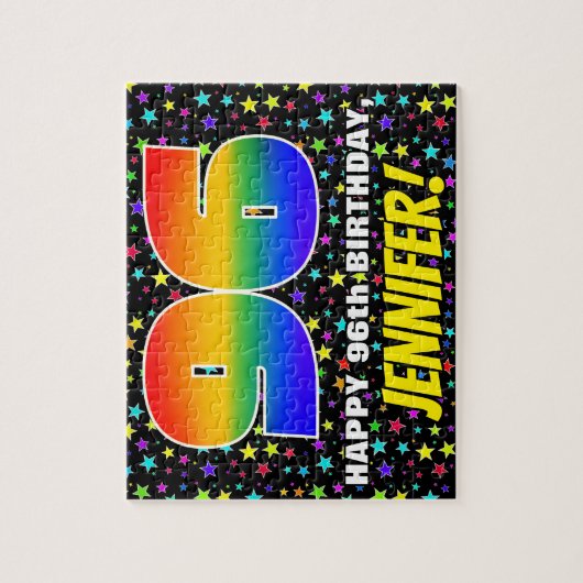 96e verjaardag — Fun, kleurrijk Star Field Pattern Legpuzzel (Verticaal)