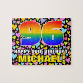 96e verjaardag — Fun, liefhebbende hartvormen + "9 Legpuzzel (Horizontaal)