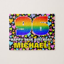 96e verjaardag — Fun, liefhebbende hartvormen + "9