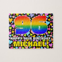96e verjaardag — Fun, liefhebbende hartvormen + "9 Legpuzzel