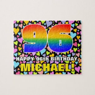 96e verjaardag — Fun, liefhebbende hartvormen + "9 Legpuzzel
