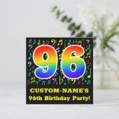 96e verjaardag: Fun Music Symbols, Rainbow 96 Kaart (Staand voorkant)
