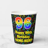 96e verjaardag: Fun Muzieknoten Pattern, Rainbow 9 Papieren Bekers (Voorkant)