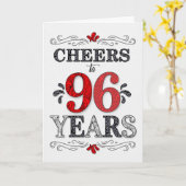 96e verjaardag gejuich in rood wit zwart patroon kaart (Gele Bloem)