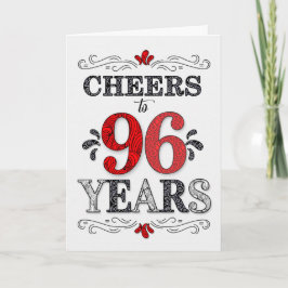 96e verjaardag gejuich in rood wit zwart patroon kaart