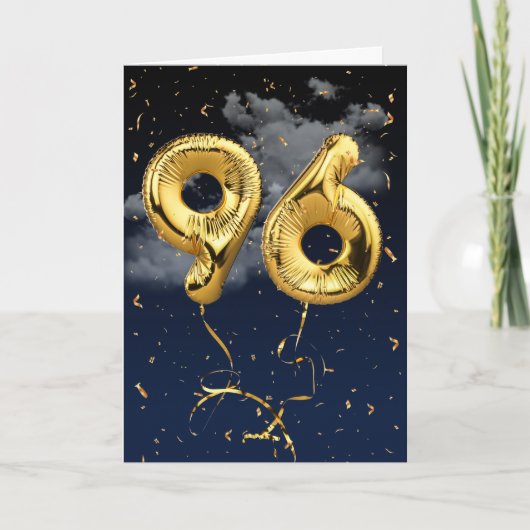 96e verjaardag Gold Mylar ballon en Confetti Card Kaart (Voorkant)