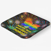 96e verjaardag: Kleurrijk, gevierd vuurwerk Papieren Bordje (Gebogen)