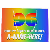 96e verjaardag: kleurrijk, vun regenboogpatroon #  groot cadeauzakje (Achterkant)