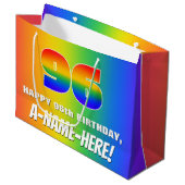 96e verjaardag: kleurrijk, vun regenboogpatroon #  groot cadeauzakje (Voorkant Gekanteld)