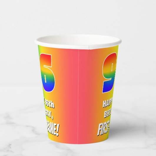 96e verjaardag: kleurrijk, vun regenboogpatroon #  papieren bekers (Rechts)