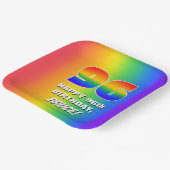 96e verjaardag: kleurrijk, vun regenboogpatroon # papieren bordje (Gebogen)