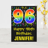 96e verjaardag: kleurrijke muzieksymbolen + regenb kaart (Gele Bloem)