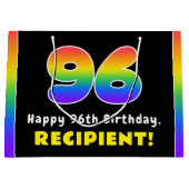 96e verjaardag: kleurrijke regenboog # 96, aangepa groot cadeauzakje (Voorkant)