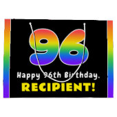 96e verjaardag: kleurrijke regenboog # 96, aangepa groot cadeauzakje (Achterkant)